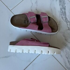 Birkenstock Papillio Arizona Chunky sandals candy pink suede leather size 37